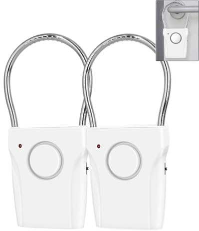 Anskyloe 2 Pack Door Handle Alarm | Vibration Triggered, 120dB Alarm, Audible 550FT, For Travelling, Hotel, Apartment, Home Security