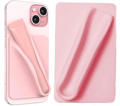 TPZORJX Lipgloss-Schutzhülle für Handy, lipgloss handyhülle,handyhülle lipgloss halter,seidiges Silikon, zum Aufkleben, kompatibel mit iPhone, Samsung, Galaxy, Android-Smartphones (Rosa)