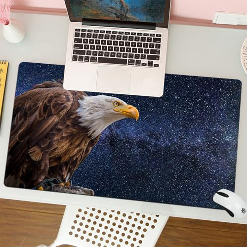 MESHIZIY Mauspad (400 × 750 MM) Verlängertes großes Mauspad Schreibtischauflage, rutschfeste Gummibasis, Gaming-Mauspad XLAnimal National Wildlife Eagle unter Fantasie-Sternenhimmel