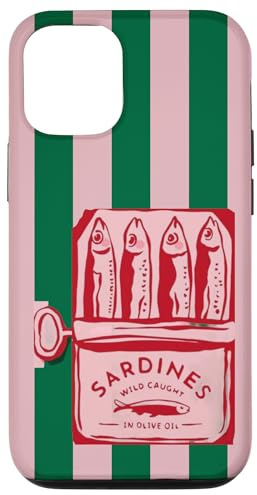 Retro Sardine Tin Pink Sardi Stripes Summer Moodboard carino Custodia per iPhone 12/12 Pro