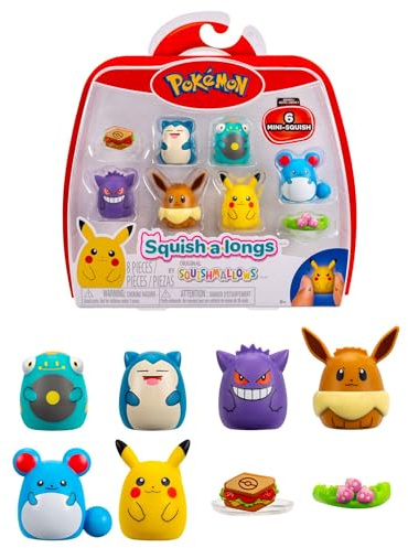 Squish-a-longs SQAL0400 - Pokémon 6er Pack, Amazon Exclusive, enthält 6X 2,5 cm Mini-Squish Sammelfiguren - Sammeln, Tauschen, Spielen