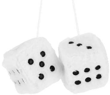 Tiardey Dadi di peluche per auto, 1 paio di dadi di peluche retrò da 6 cm, cubo quadrato per auto, specchietto retrovisore, cubo appeso, decorazione per auto, accessori per specchietto sfocato