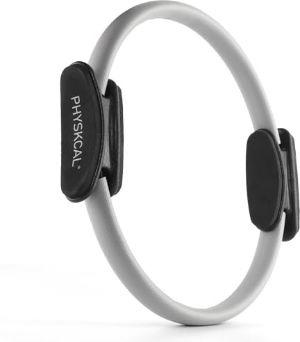 PhysKcal Aros de Pilates de 38 cm, Pilates Ring con póster de Ejercicios | Para tonificar la parte interna de los muslos, los brazos y fortalecer los músculos del tronco, con póster de ejercicios