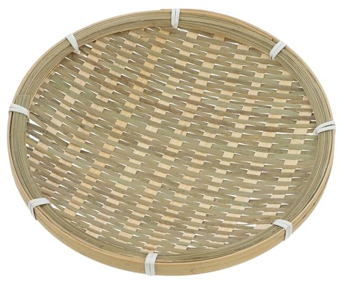 NIYANGLE Plateau Tressé en Bambou Rond 22 CM Corbeille Polyvalente pour Rangement de Collations Bureau et Maison Panier Naturel pour Organisation et Présentation D’Aliments