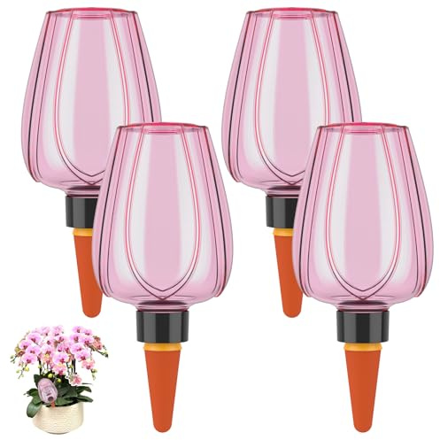 AULSAM Palline per irrigazione, 4 pezzi, irrigazione automatica delle piante, 11,8 oz/350 ml, sfera per irrigazione automatica di stanze, balconi e piante da giardino (rosa, 4)