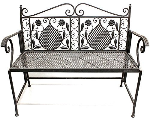 LINDER Gartenbank 107cm 2-Sitzer Antik Design Eisenbank Parkbank Sitzbank Gartenmöbel