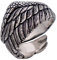 Vintage Schwarz 925 Sterling Silber Flügel Feder Ring Engelsflügel Schmuck für Herren Damen Offen Verstellbar