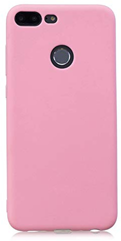 cuzz Cover per Huawei Honor 9 Lite+{1 pezzi proteggi schermo in vetro temperato} tinta unita premium flessibile in silicone TPU custodia sottile ultra leggera antiscivolo anti-shock housse{rosa scuro}