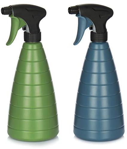 com-four® Pulverizador de Flores 2X - Botella rociadora con Hilo 28/400 para regar Plantas - Botella rociadora de Agua (2 Piezas - Azul/Oliva)