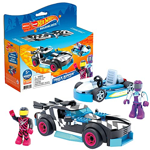 MEGA GYG20 Construx + Hot Wheels Track Ripper Kart Fahrzeug zum zusammenbauen, Spielzeugauto Bauset für Kinder ab 5 Jahren