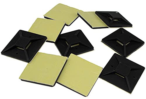 Cable Tie Base 40mm x 40mm Self Adhesive Large Black [10 Pack] [10 Pack : 40mm]