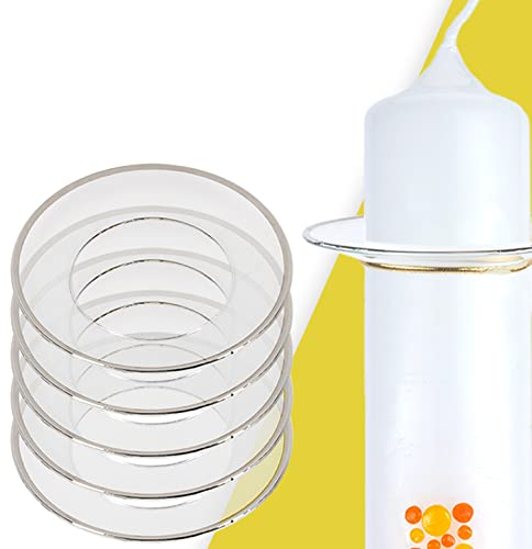 WIKAKERZEN Glass Candle Holder, 10 Pack Drip Catcher for Tapered & Taper Candles, Handmade in Germany, Silver