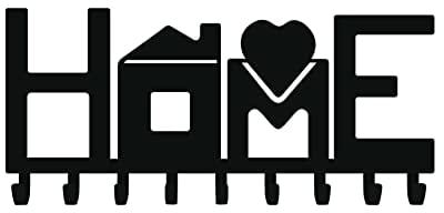Home Portachiavi da Muro in Metallo con 9 ganci, Sagoma a forma di casa e cuore, Appendichiavi da Parete moderno per Ingresso, Cucina, Garage, Idea Regalo, Arredamento Casa (Casetta2)