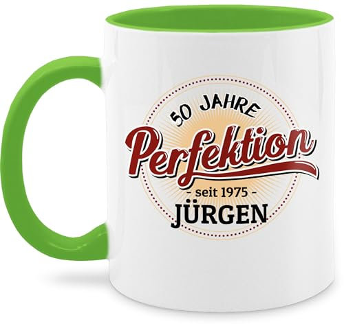 Tasse Tassen 325ml - 50. Geburtstag - 50 Jahre Perfektion - seit 1975-325 ml - Hellgrün - mugs for 50th birthday frau fünfzig 1973 glühweintassen name zum fünfzigsten haferl geschenke mann
