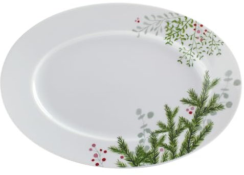 KAHLA Aronda Hello Winter Platte oval 23 cm | Servierteller mit Weihnachtsmotiv aus Porzellan