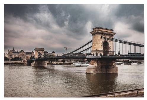 artboxONE Poster 150x100 cm Reise Donau mit der Kettenbrücke - Bild budapest buda budapest