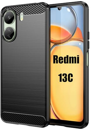 betterfon Carbon Handyhülle kompatibel mit Xiaomi Redmi 13C / Poco C65 | Smartphone Case aus TPU-Silikon | Schwarz