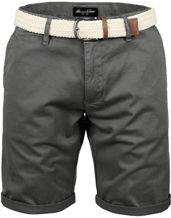 Amaci&Sons Herren Chinoshorts inkl. Gürtel Männer Kurze Bermuda Hose Regular Fit Gurt7030
