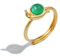 SUNYUHUI S925 Sterling Silber Ring Hotan Jade Schnecke Ring Gold Überzogene Schnecke Ring Öffnung Personalisierte Silber Schmuck, Emerald Golden, 7