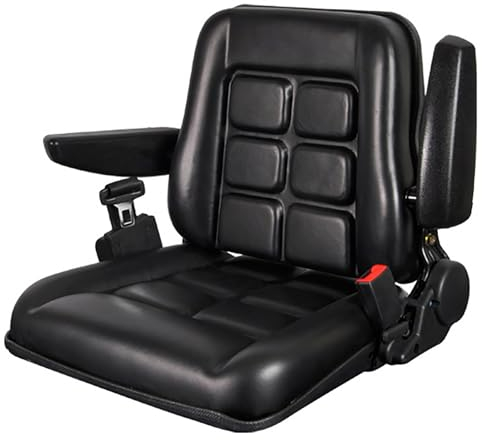 RVUEM Universal Forklift Seat, Adjustable Tractor Seat, with 180° Adjustable Backrest Angle, Heavy Mechanical Seat Replacement, for Skid Loader, Lawn Mower, Trenchers,Black,Style B
