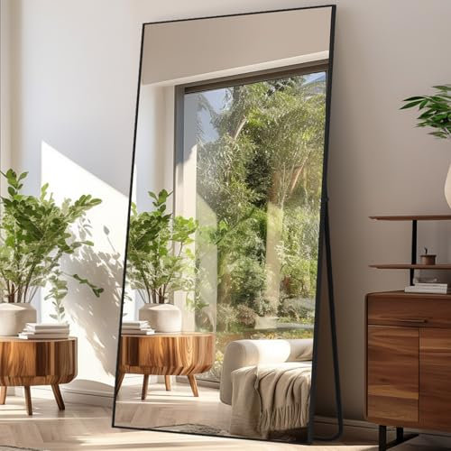 LunaMirror Spiegel Ganzkörperspiegel 192 x 85 cm Stehspiegel Bodenspiegel Groß Standspiegel für Schlafzimmer Wohnzimmer Flur Eingang Wandspiegel Schwarzer