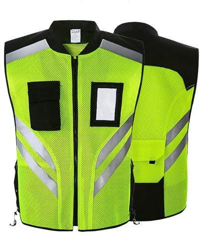 MODRYER Hi Vis Reflective Waistcoat Night Warning Vest High Visibility Safety Reflective Vests Outdoor Safety Security Workwear Lightweight All-Day Work Vest For Traffic,Yellow-170~180cm