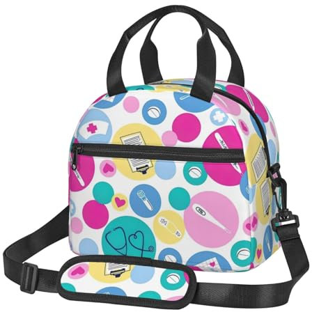 Bolsa de almuerzo versátil con estampado de enfermera para mujeres y hombres, lonchera aislada, bolsa térmica para el trabajo y viajes