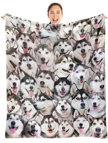 WIFILLET Husky Hunde-Überwurfdecke, Husky-Geschenke für Hundeliebhaber, Flanelldecke für Hund, Mutter, Vater, weiche Decken für Sofa, Bett, Geschenke für Teenager, Mädchen, Jungen, Halloween,