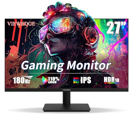 Viewedge Monitor Gaming 27 Pulgadas con 180Hz (soporta 144Hz/165Hz), 1ms, 110% sRGB con HDR 10 | Pantalla IPS de 1080p, Puertos DP y HDMI, Altavoces Integrados