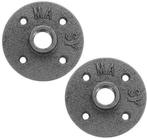 sourcing map Confezione da 2 flange per pavimenti per tubi industriali, raccordi per tubi in ferro, flangia filettata da 1/2 pollici, per progetti fai da te, mobili, scaffali, decorazione nera