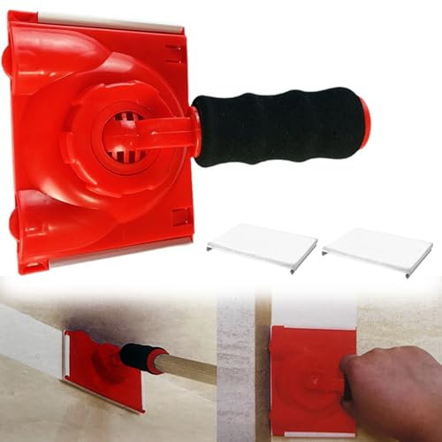 SUQ Herramienta de Borde de Pintura para Paredes, Pinceles Multifuncionales de Látex con Mango Giratorio con Almohadillas de Esponja, Recortadora de Bordes para Bordes de Pintura