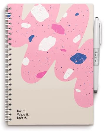 MOYU Erasable Notebook - A5 Stone Paper - Hardcover - Flamingo Desert - Multifunctional Pages - Includes Erasable Pen, Cloth, and Pen Holder