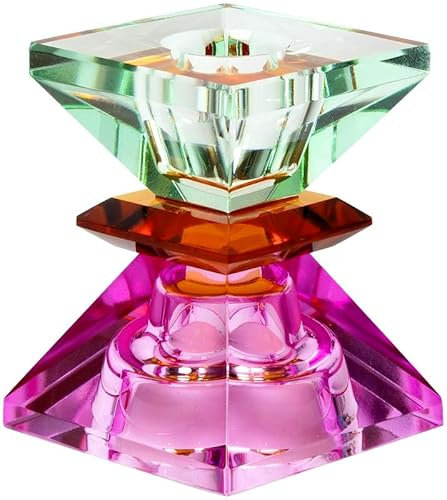 Kristallhalter | Kerzenhalter Form: Sanduhr (Violett, Bernstein, hellminze)