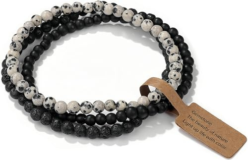 WEIZAIJY Bracciale Amicizia Donna,Leggero e per Viaggio,Bracciali Pietre Naturali,Confezione Elegante,Diametro 4mm, circonferenza 19cm