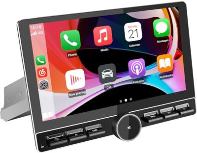 Autoradio 1 din Android 13 Universel Voiture Modèles Écran de 10.6 Pouces Supporte GPS Carplay Android Auto WiFi 4G Bluetooth FM RDS USB Commande au Volant[4Go+64Go]