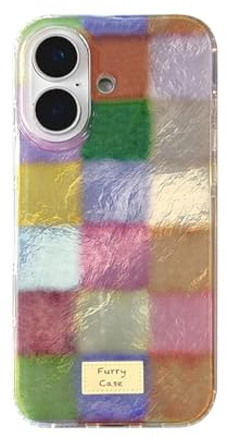 Reownest Handyhülle für iPhone 16 Hülle, Cute Bunt Dopamin Kariert Muster Aesthetic Design mit Stoßfeste Kratzfeste Soft Case für Mädchen Frauen - Bunt
