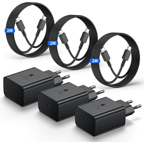 2Pack Cargador para Samsung 45W, USB C Cargador Carga Rapida con 2M Tipo C Cable para Samsung Galaxy S25/S24/S23/S22/S21/S20 Ultra Plus S25+/Note 20/10/A54, VNOOK Movil Cargado Rapido Enchufe Cabezal