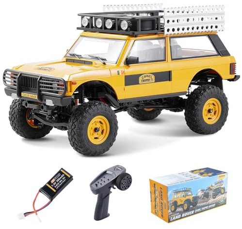 EAZYRC FMS 1/24 FCX24M RC Crawler RTR, Land Rover Series with Licensed, 1/24 RC Truck 4X4 Mini RC Car with Lighting, 2.4Ghz Remote Control,Battery (Range Rover)