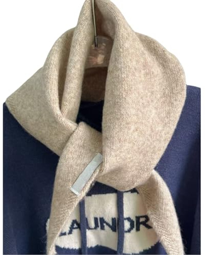 Shangkanlan Triangle Scarf Knitted for Women, Green Winter Neck Multi-Functional Warm Scarf Shawl Wrap Fashion Accessory (Beige)