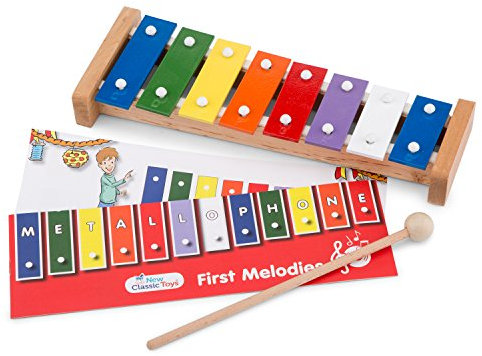 New Classic Toys Instrument de Musique pour débutants Métallophone à 8 tons avec le livre de musique