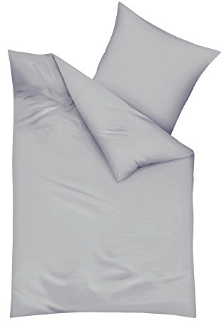 Kaeppel Biber Bettwäsche Uni 155x220cm Rot Silber Weiß Anthrazit Creme Einfarbig, Farbe:Silber
