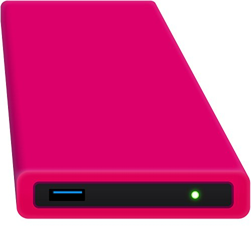 HipDisk, hard disk esterno da 63,5 mm, USB 3.0 in alluminio con cover in silicone per SATA HDD e SSD antiurTB idrorepellente Rosa Pink ohne Festplatte