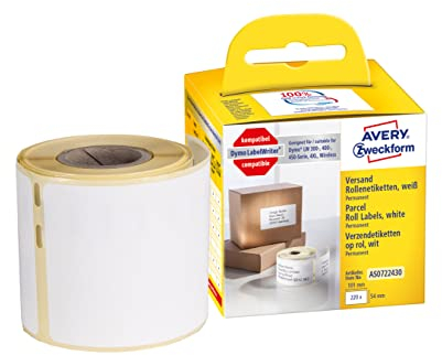 AVERY Zweckform AS0722430 Dymo LabelWriter Versandetiketten kompatibel zu S0722430 (54x101mm, 1 Rolle|220 Paketaufkleber, selbstklebend, für LW Dymo Etikettendrucker/Beschriftungsgerät/Etikettenband)