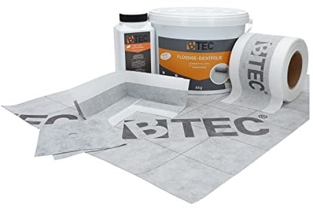 Dicht-Set 2C kleine Duschnische Spezial Abdichtungsbahn 6kg Flüssige Dichtfolie inklusive Dichtband, Manschetten & Innenecken 1kg Haftgrund