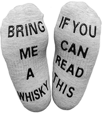 Himozoo If You Can Read This Bring Me Beer Whisky Socks Luxury Cotton Novelty Socks - Perfect Gag Gift or Funny Birthday Present Idea (Grey-Bring Me A Whisky)…