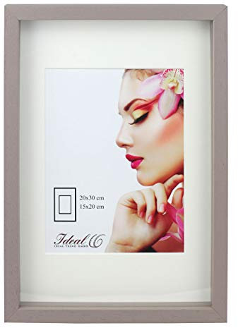 IDEAL TREND 3D Objektrahmen Holz Bilderrahmen Wanddeko Collage Poster Shirt Trikot Rahmen HR: Farbe: Taupe | Format: 50x70