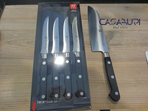 ZWILLING . Professional S Set 4 COLTELLI Bistecca 120mm + Coltello SANTOKU 31117-180mm