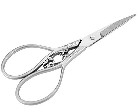ASHATA Vintage antike Schere, Europäisches klassisches Retro Edelstahl Antike Nähschere Schere,Vintage Antik Handwerk Nähen Schneider Schere Handwerk DIY Nähzubehör(Silber mit Silbermuster)