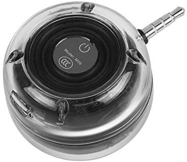 ASHATA Tragbarer Lautsprecher, Musikbox mit 3,5mm Aux Audio-Klinkenstecker, Portable HiFi Stereo Bass SoundBox, Wasserdicht, Schwarz-Transparent, für Kinder