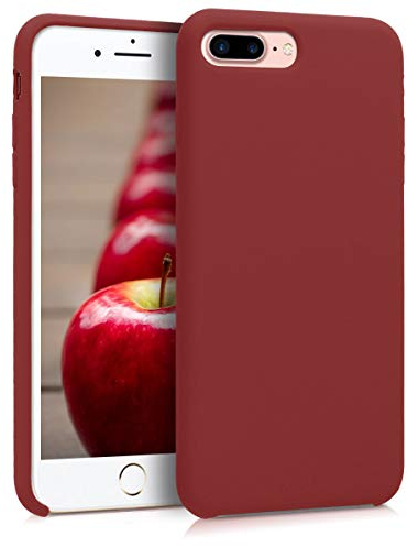 kwmobile Hülle kompatibel mit Apple iPhone 7 Plus/iPhone 8 Plus Hülle - Silikon Handy Case - Handyhülle weiche Oberfläche - kabelloses Laden - Dunkelrot